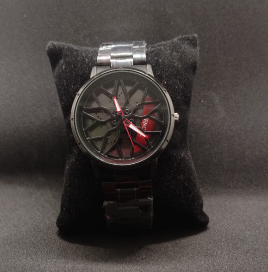 Red Gyro spinning watch stainless steel chain